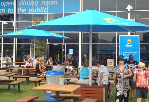 AustOpen2012 NovaHD heavy duty commercial umbrellas